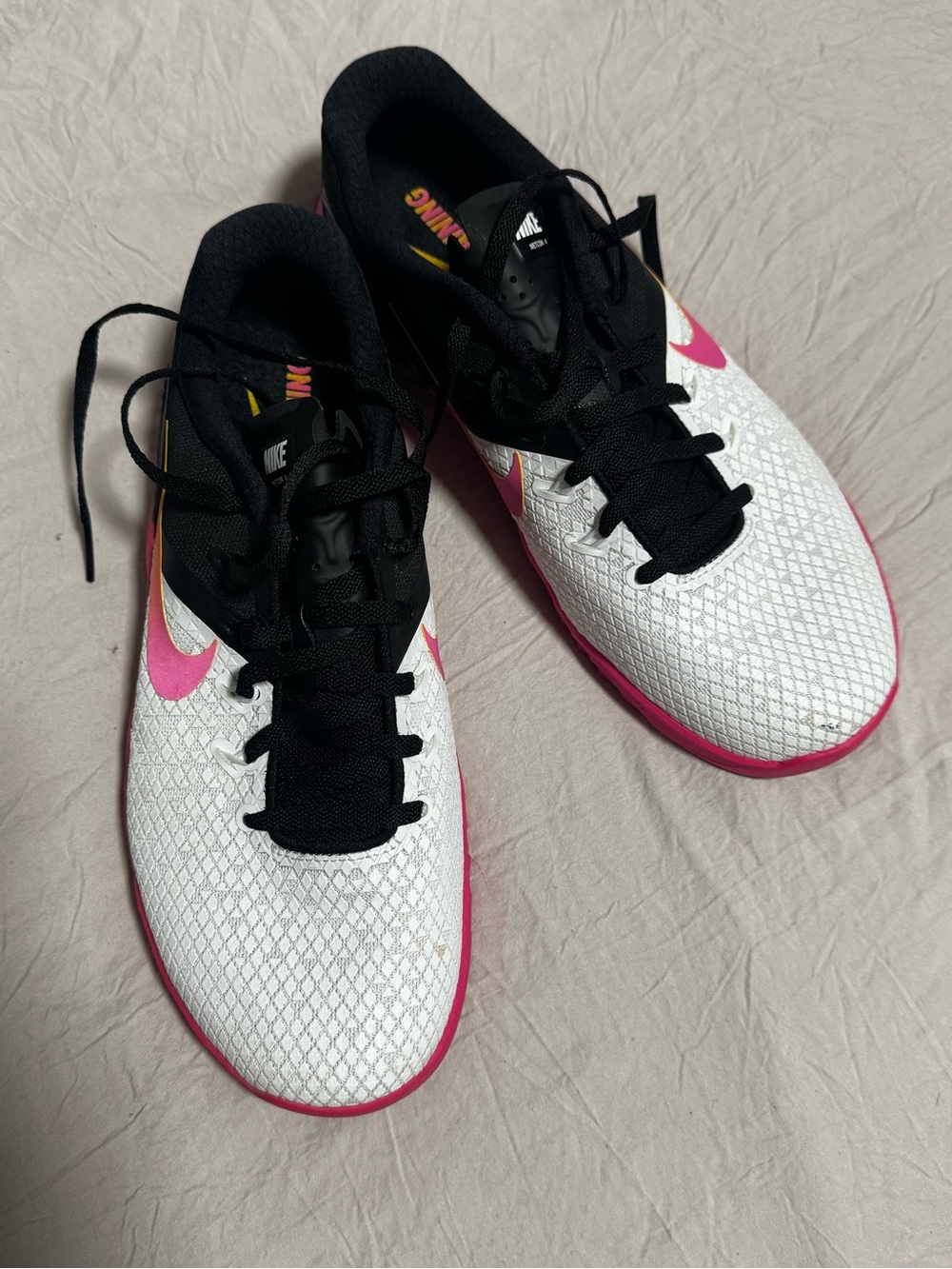 Nike White & Pink Athletic Sneakers with Black Accents